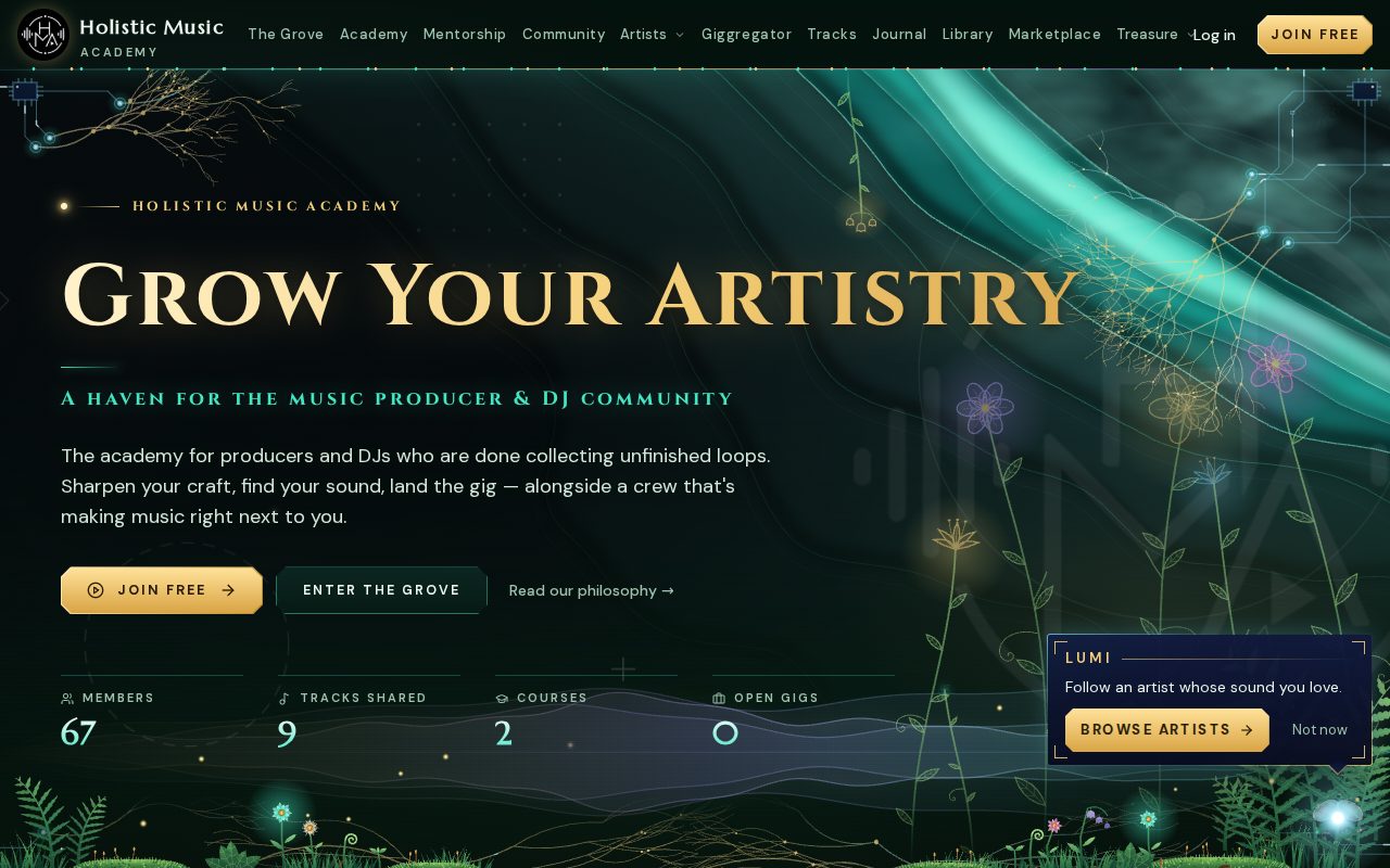 Holistic Music Academy website